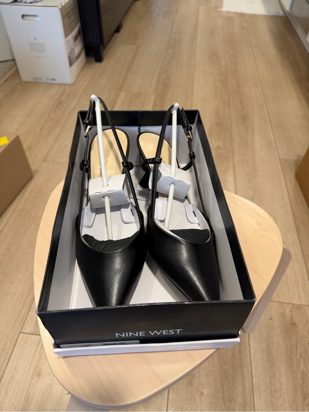 Nine West Black Pointed Slingback Heels